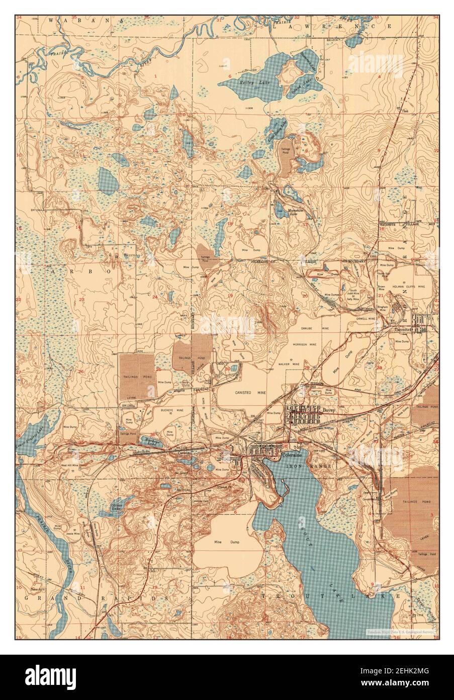 Bovey, Minnesota, map 1952, 124000, United States of America by