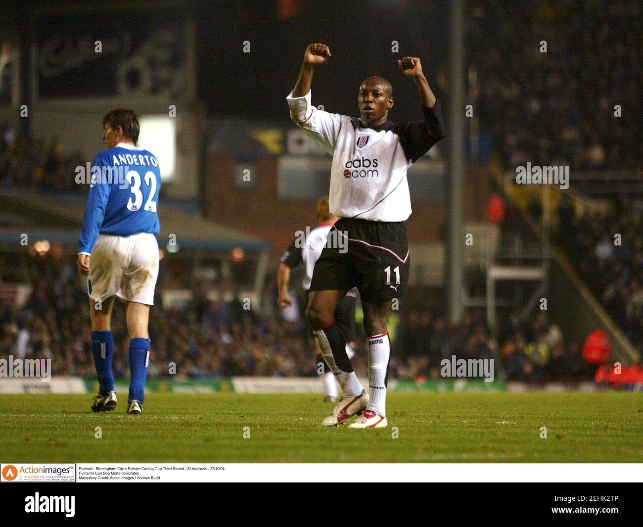 Football - Birmingham City v Fulham Carling Cup Third Round - St Andrews - 27/10/04  Fulham's Luis Boa Morte celebrates  Mandatory Credit: Action Images / Andrew Budd  04/05 Stock Photo