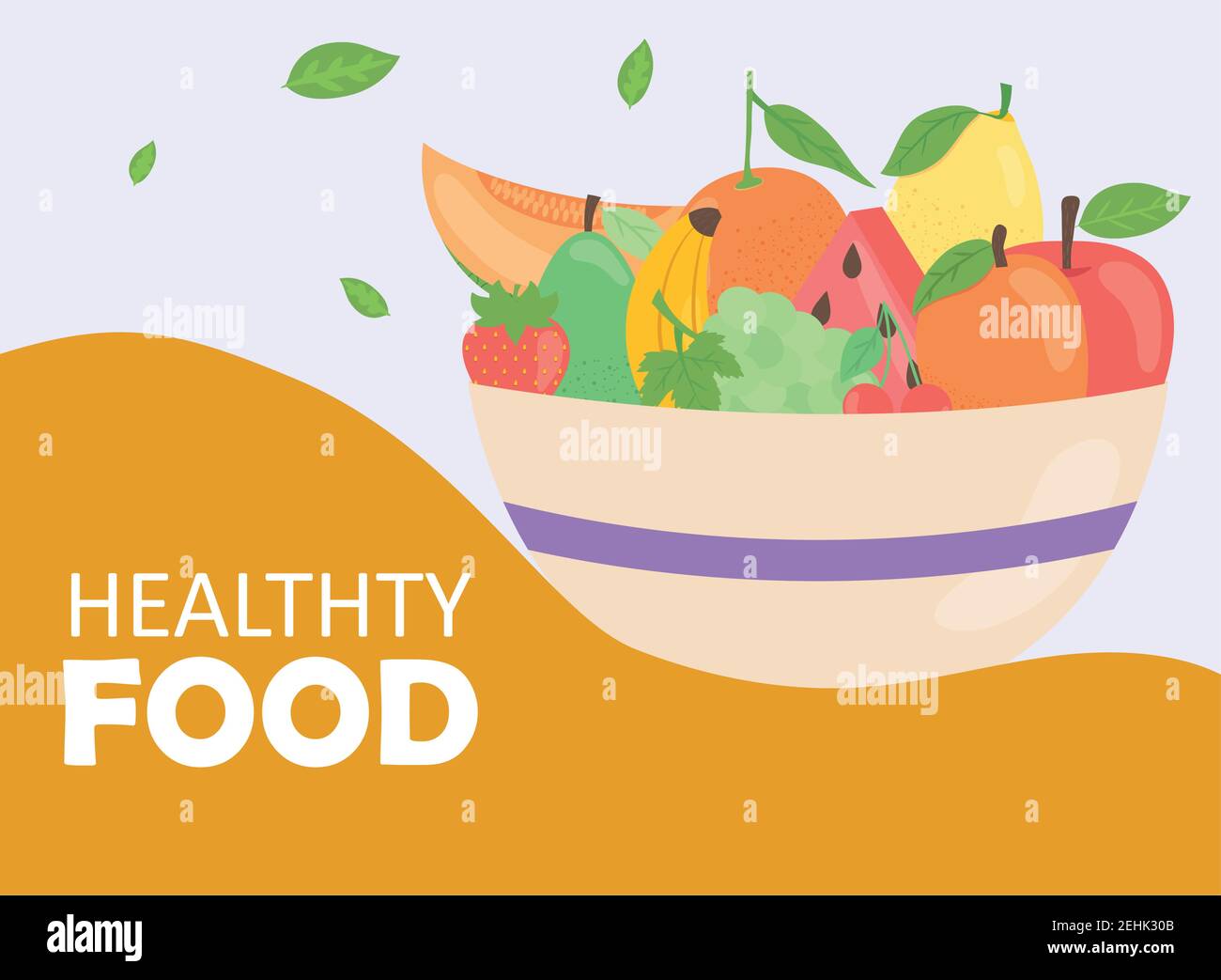 Healthy food fruits inside bowl design, organic eco bio and fresh theme ...