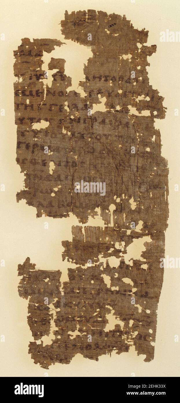 Papyrus 26 - Papyrus Oxyrhynchus 1354 - Bridwell Papyrus 1 - Epistle to the Romans 1,1-16 - recto. Stock Photo