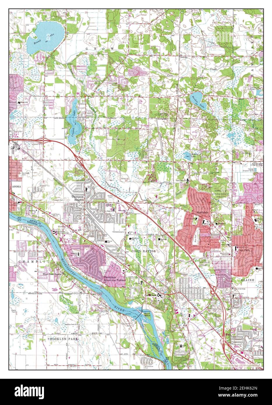 Coon Rapids, Minnesota, map 1967, 1:24000, United States of America by Timeless Maps, data U.S. Geological Survey Stock Photo