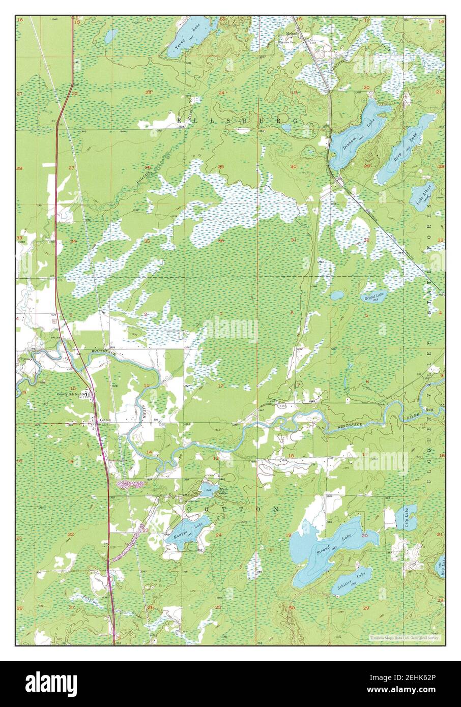 Cotton, Minnesota, map 1956, 124000, United States of America by