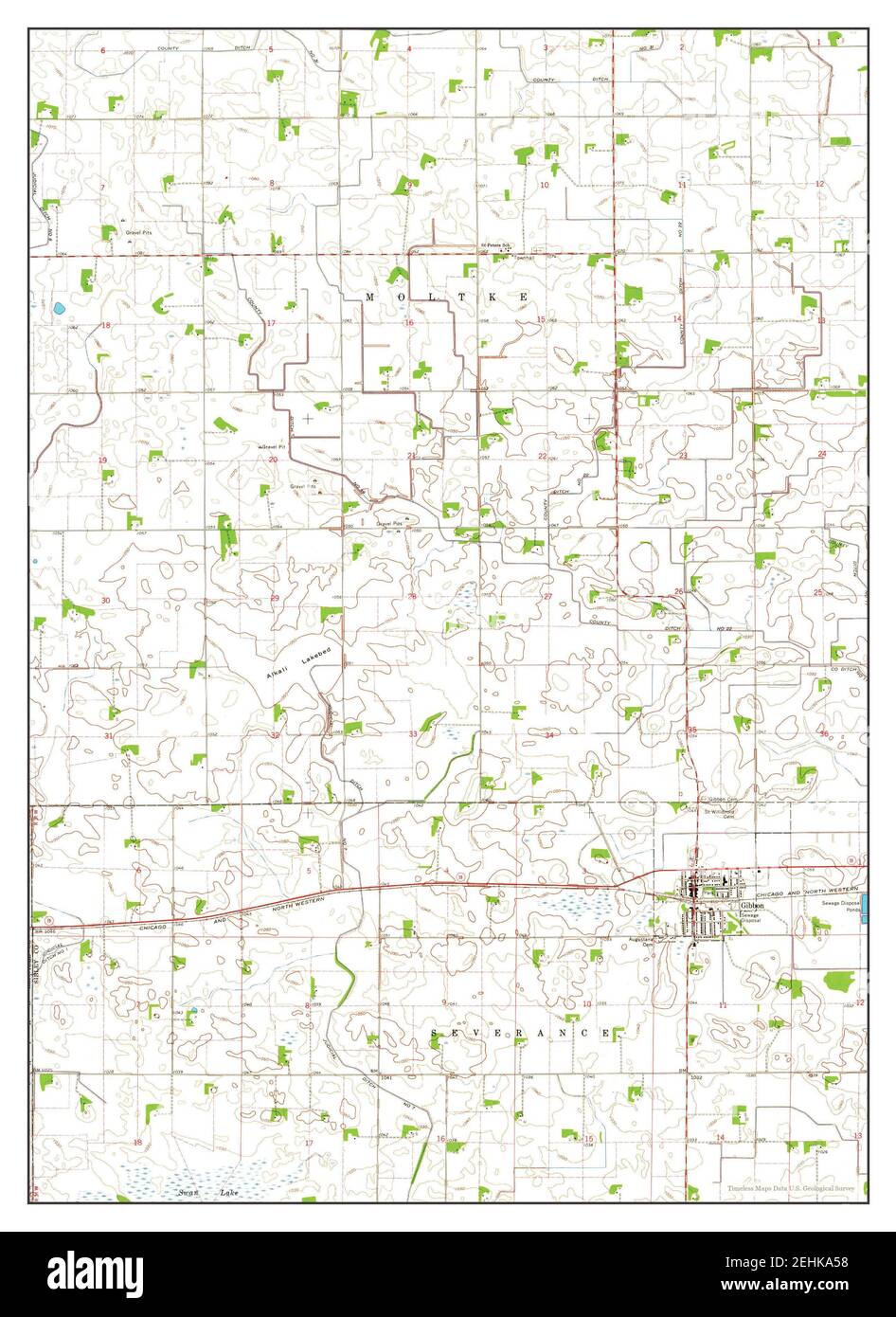 Gibbon, Minnesota, map 1964, 124000, United States of America by