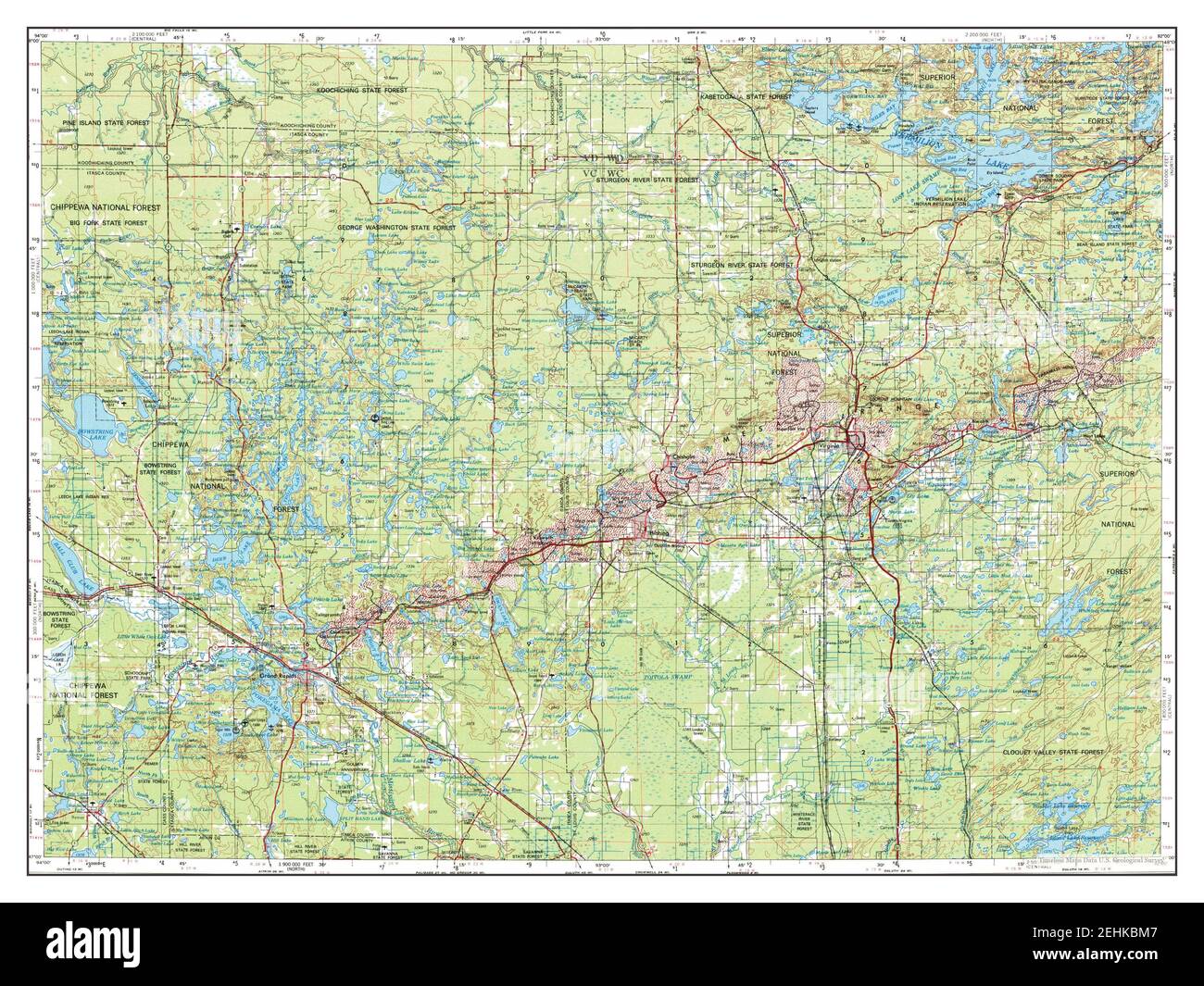 Hibbing, Minnesota, map 1954, 1250000, United States of America by