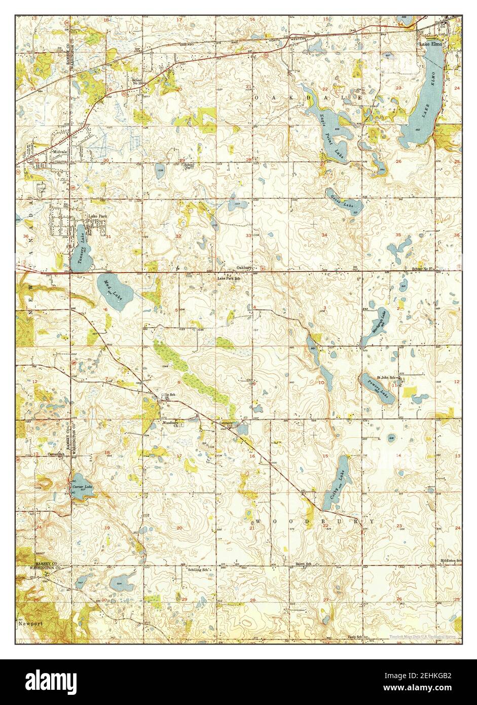 Lake Elmo, Minnesota, map 1950, 124000, United States of America by