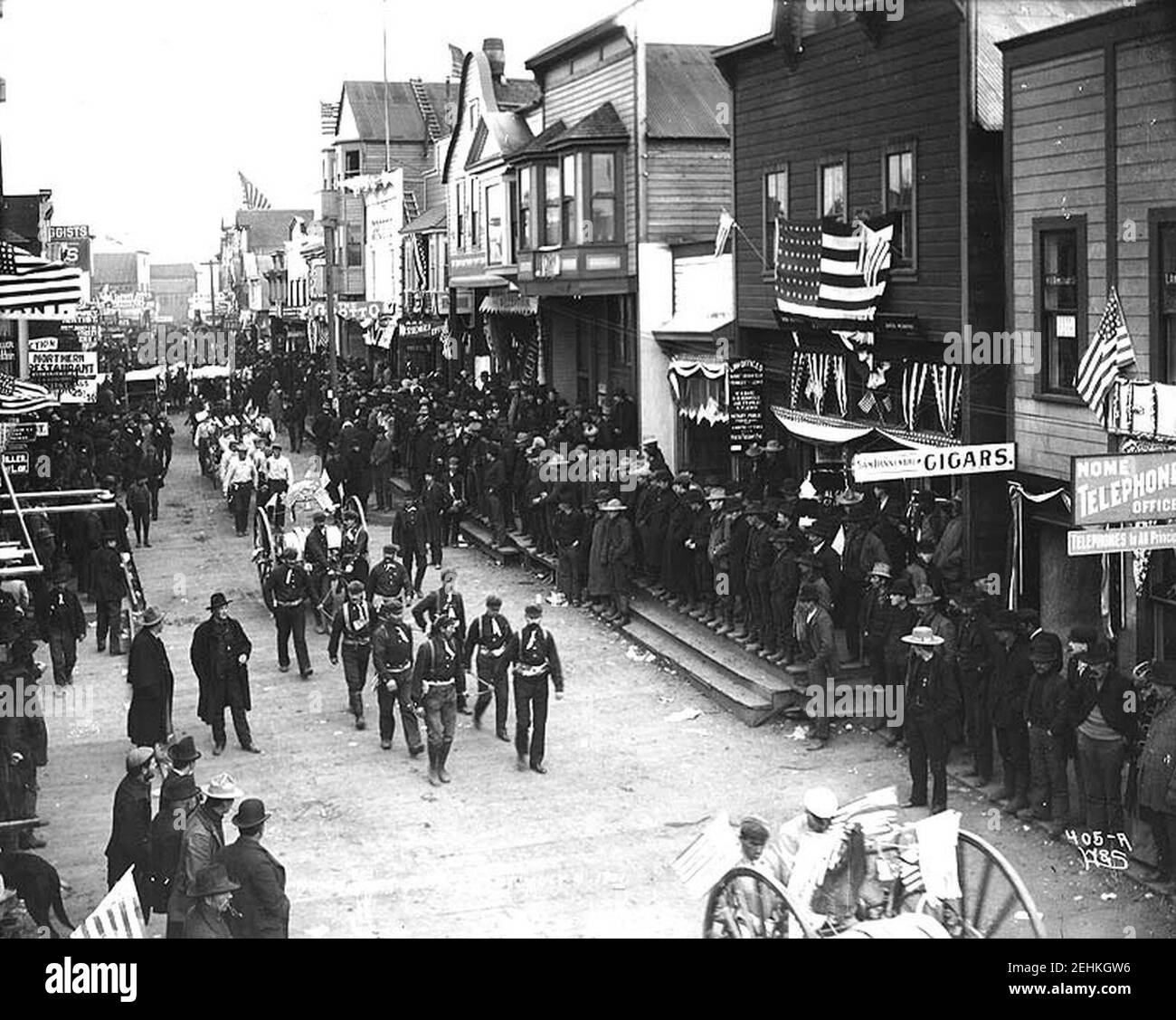 Parade of the Nome fire department for the July 4th celebration, Alaska