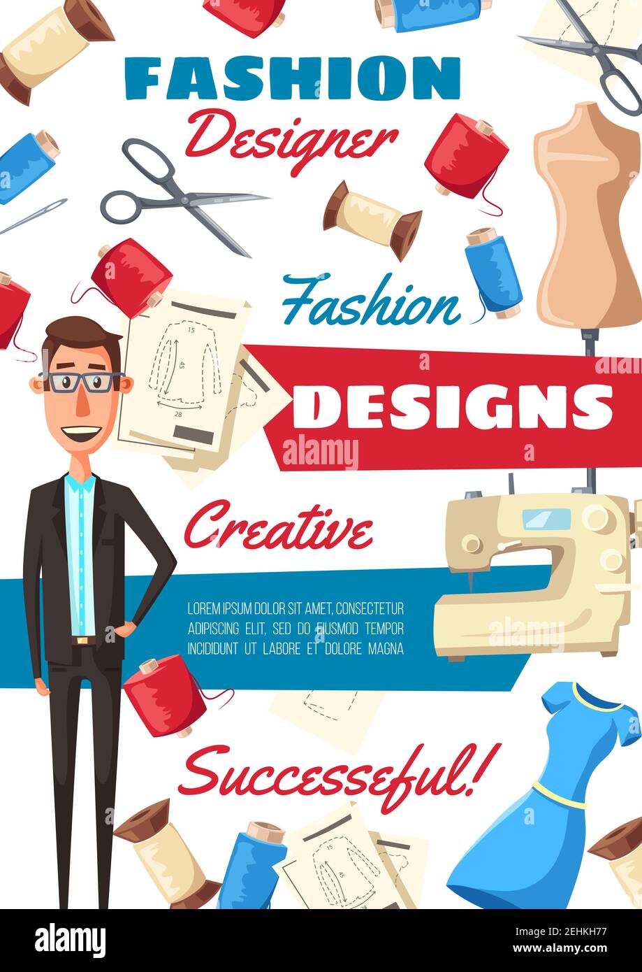 Fashion designer, sewing tools and tailor equipment. Tailoring
