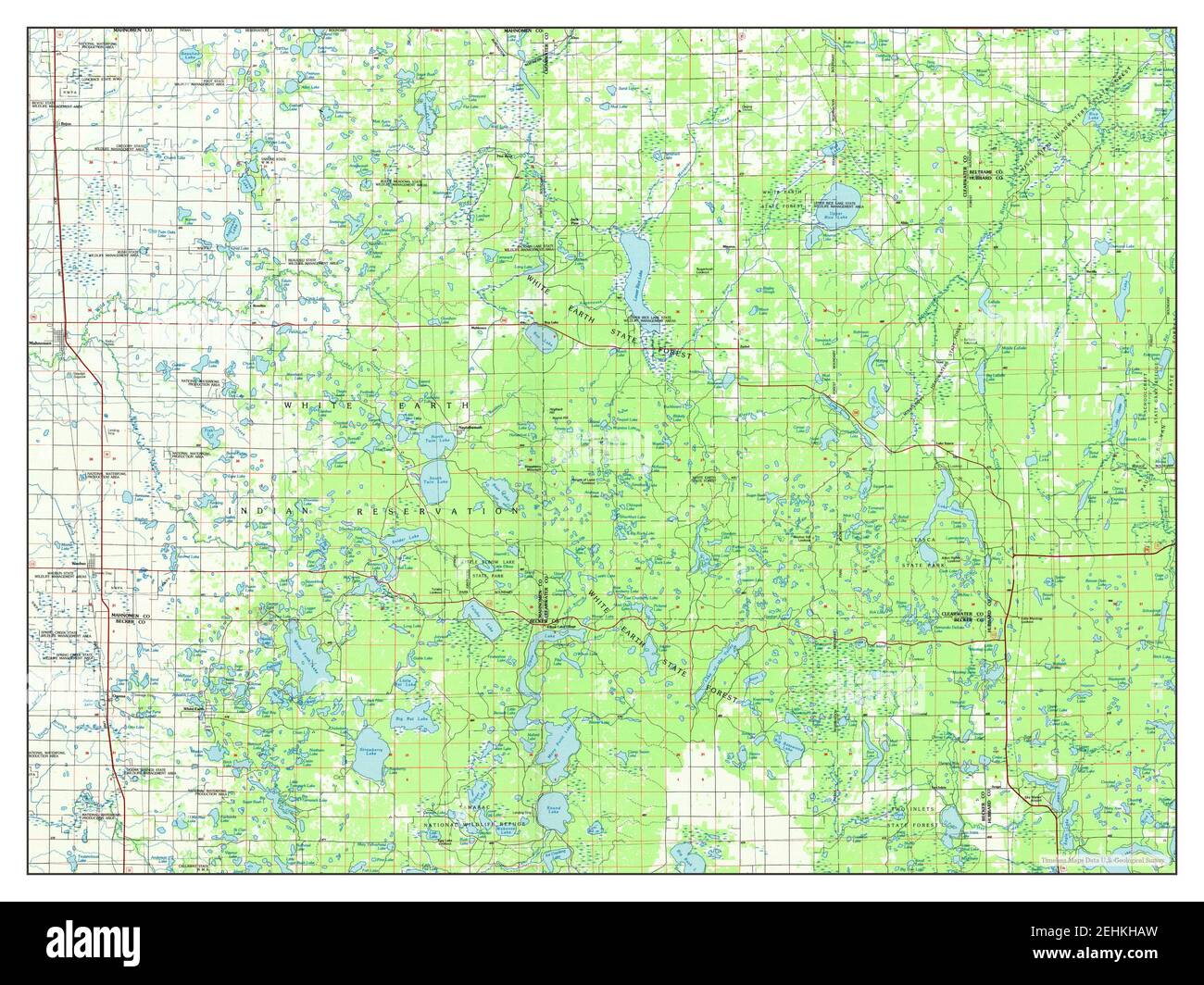 Lake Itasca, Minnesota, map 1985, 1:100000, United States of America by Timeless Maps, data U.S. Geological Survey Stock Photo