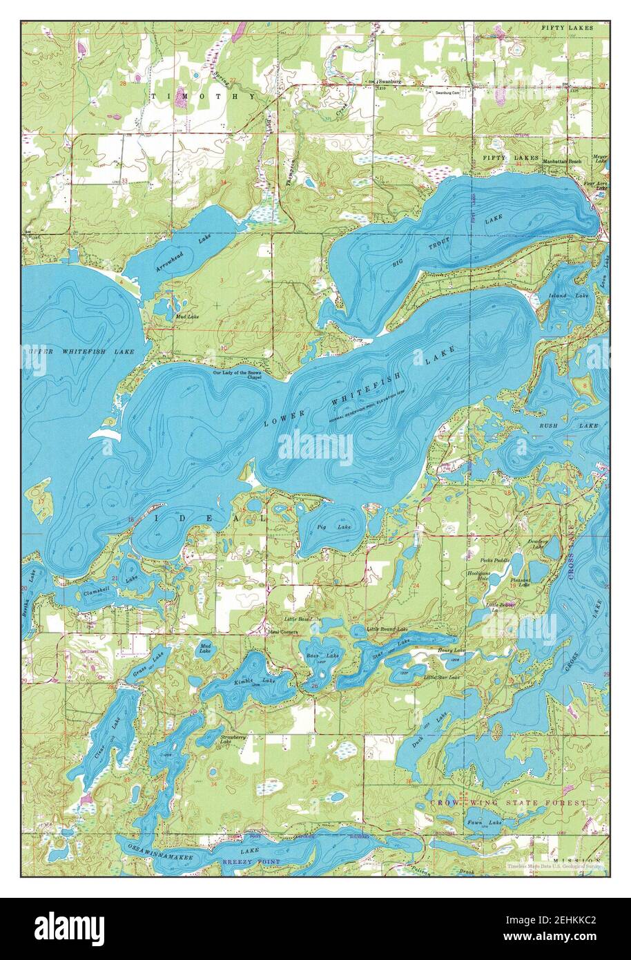 Lower Whitefish Lake, Minnesota, map 1959, 124000, United States of