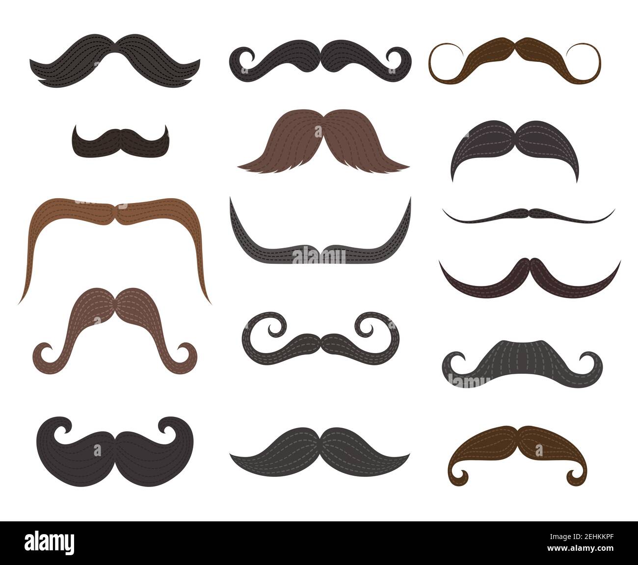 Mustaches style, or barber fashion. Vector isolated icons of