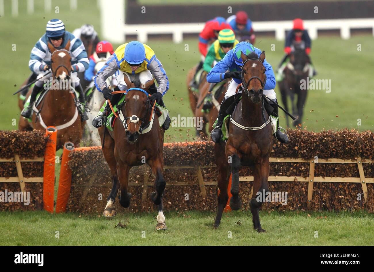 Horse Racing - Cheltenham Festival  - Cheltenham Racecourse - 15/3/11  Ruby Walsh and Hurricane Fly (R) get the better of the Jason Maguire ridden Peddlers Cross to go on and win the 15.20 Stan James Champion Hurdle Race  Mandatory Credit: Action Images / Julian Herbert  Livepic Stock Photo