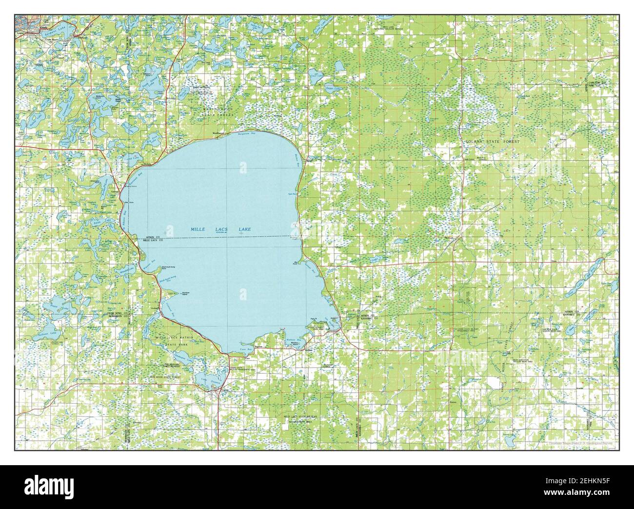 Mille Lacs Lake, Minnesota, map 1985, 1100000, United States of