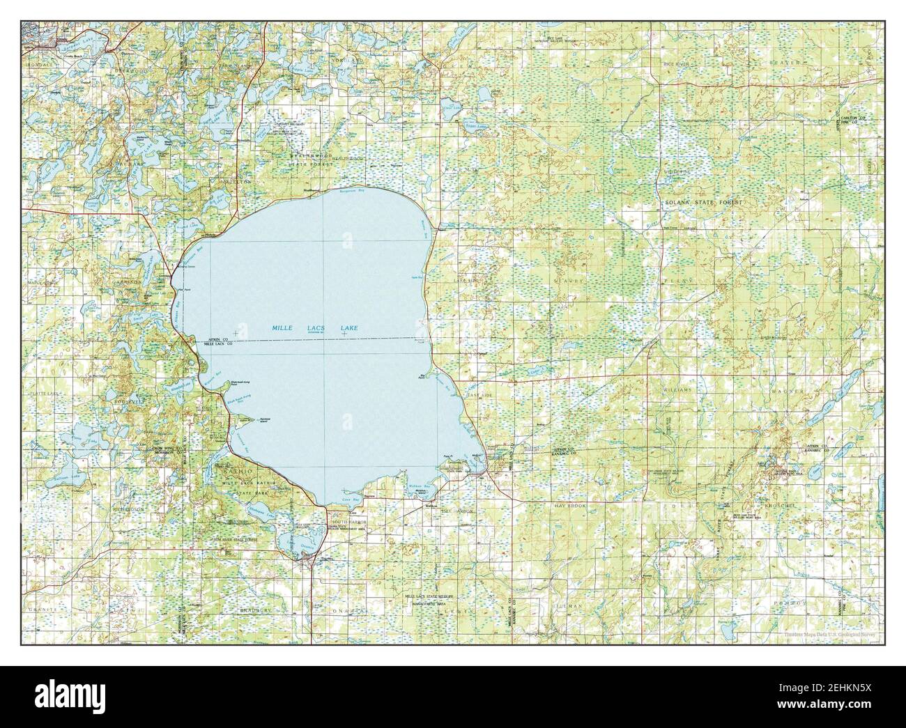 Mille Lacs Lake Minnesota Map 1985 1100000 United States Of America By Timeless Maps Data 2116