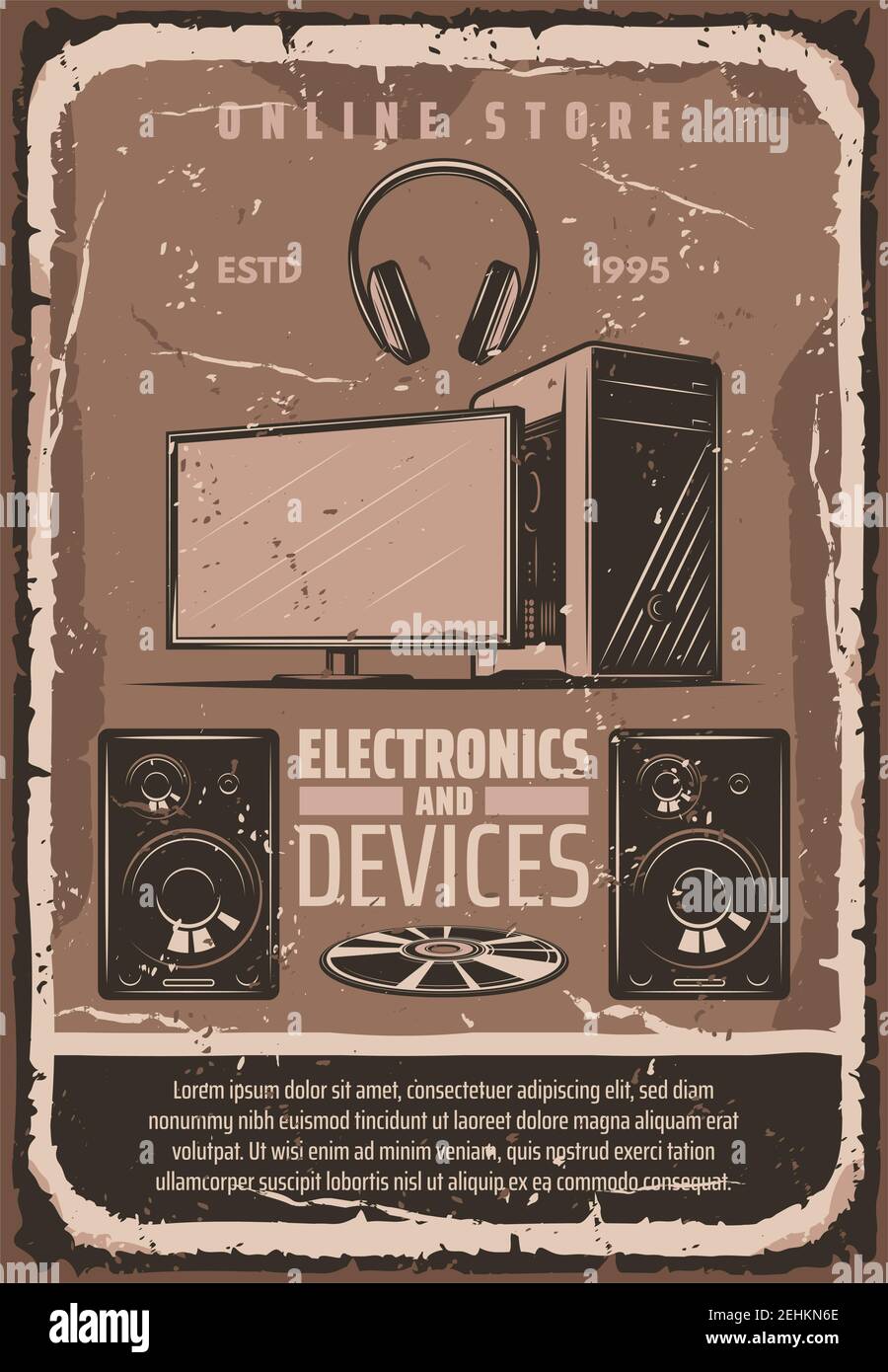 Stijgen Wegrijden voor Electronic devices and multimedia retro poster for online store. Vector vintage  design of audio sound systems, video and music players or TV televisio  Stock Vector Image & Art - Alamy