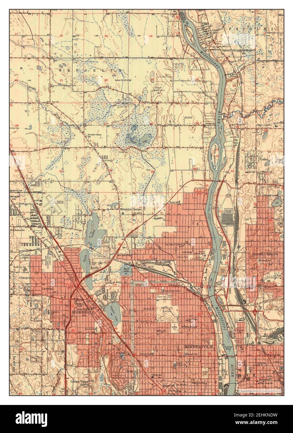 Minneapolis North, Minnesota, map 1952, 124000, United States of