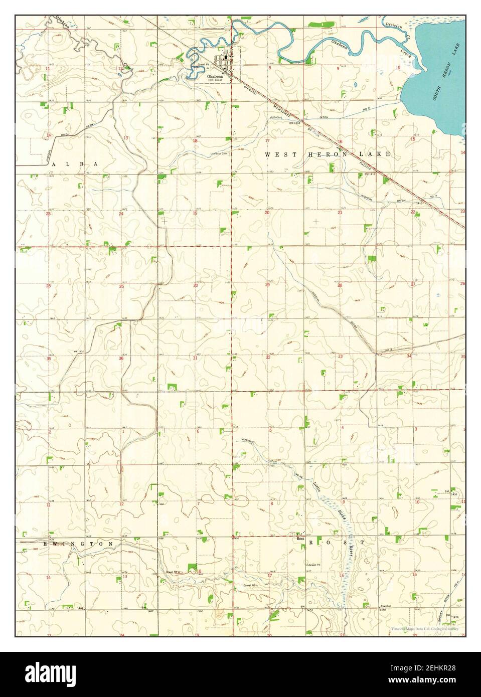 Okabena, Minnesota, map 1960, 124000, United States of America by