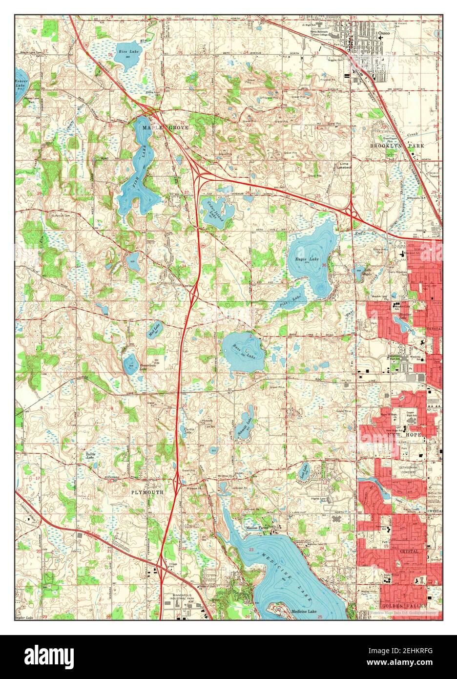 Osseo, Minnesota, map 1967, 124000, United States of America by Timeless Maps, data U.S