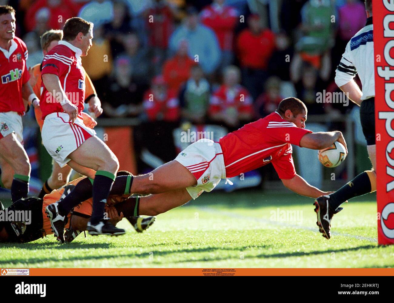 Rugby Union - British and Irish Lions Tour of Australia 2001  British and Irish Lions v NSW Country Cockatoos Coffs Harbour - 26/6/01  Lions Colin Charvis charges forward to score a try  Mandatory credit: Action Images/Andrew Budd Stock Photo