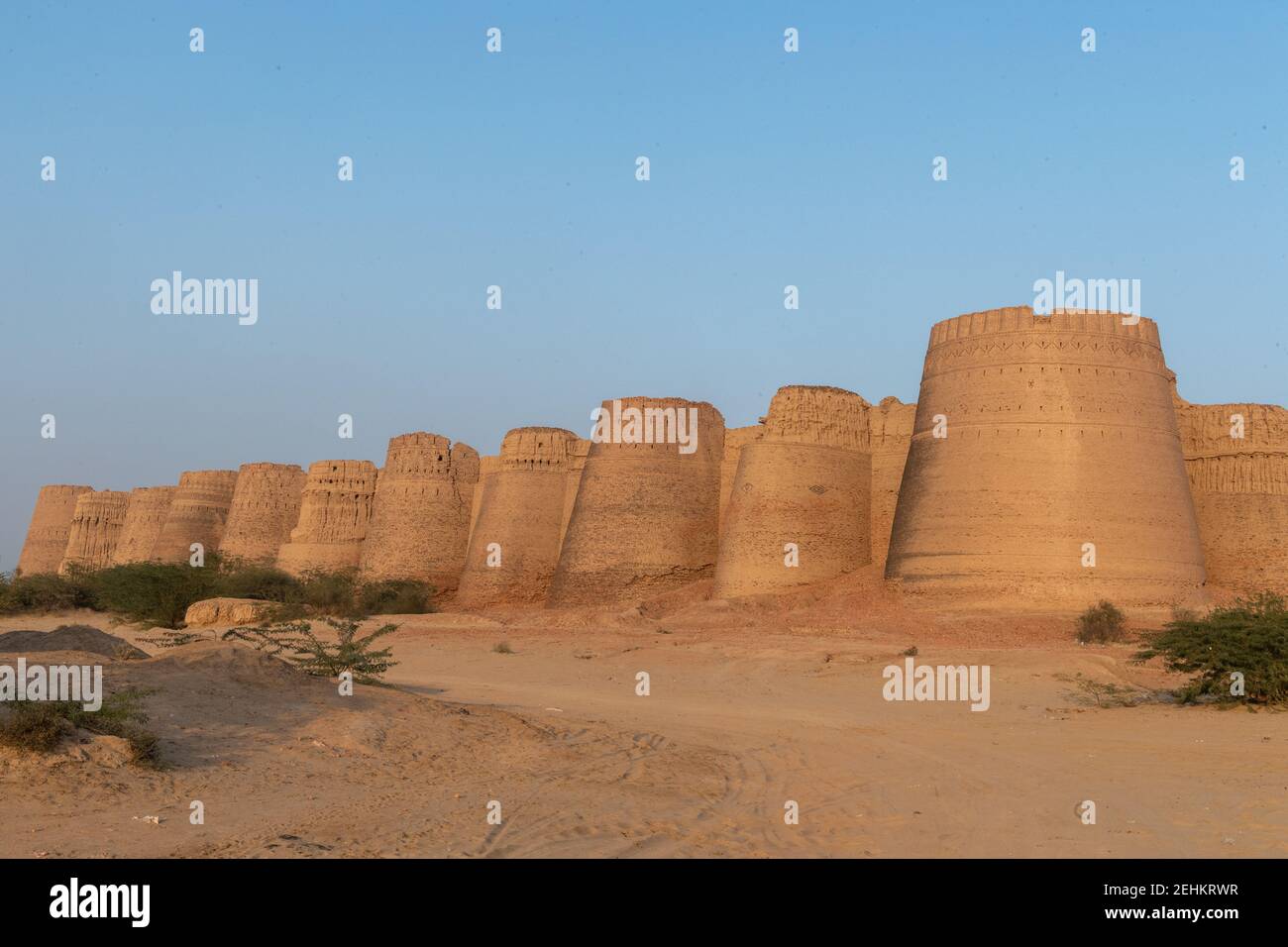 Derawar Fort At Sunset, Yazman Tehsil, Punjab, Pakistan Stock Photo