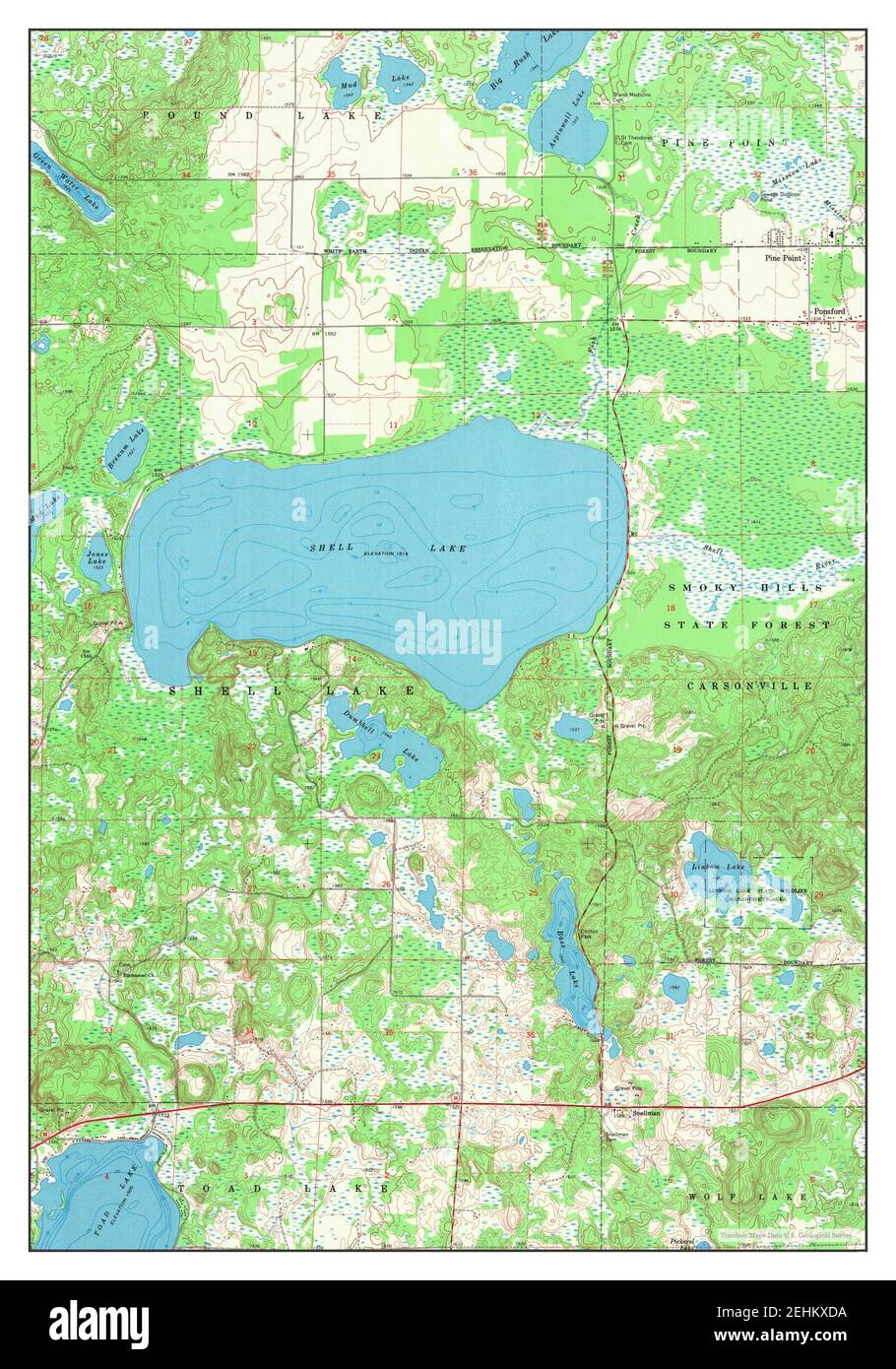 Ponsford, Minnesota, map 1969, 1:24000, United States of America by Timeless Maps, data U.S. Geological Survey Stock Photo