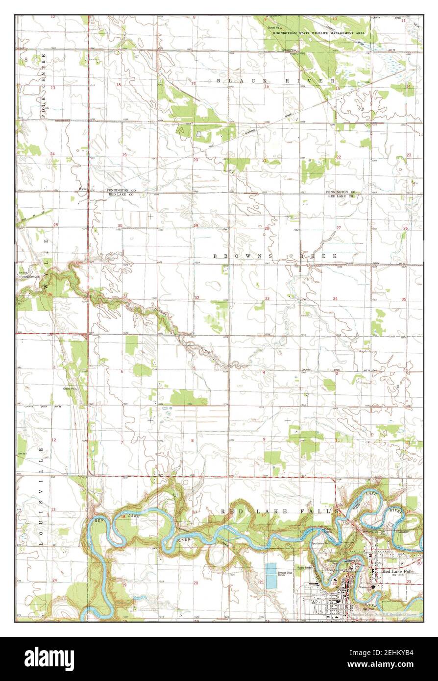 Red Lake Falls, Minnesota, map 1982, 124000, United States of America