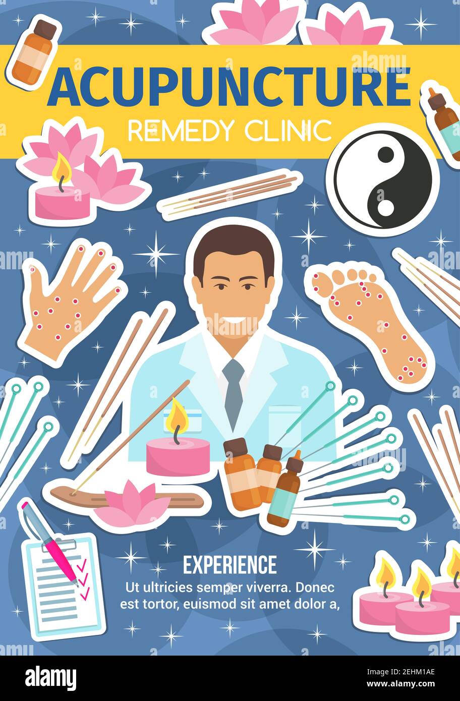 Acupuncture Chinese alternative medicine. Doctor and needles, acupoints