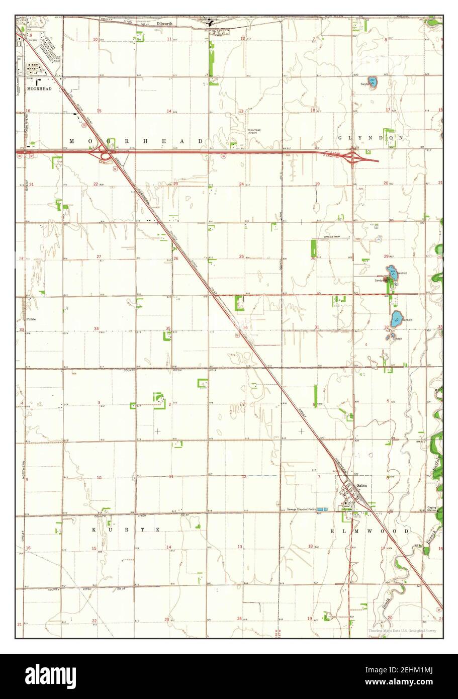 Sabin, Minnesota, map 1964, 1:24000, United States of America by Timeless Maps, data U.S. Geological Survey Stock Photo