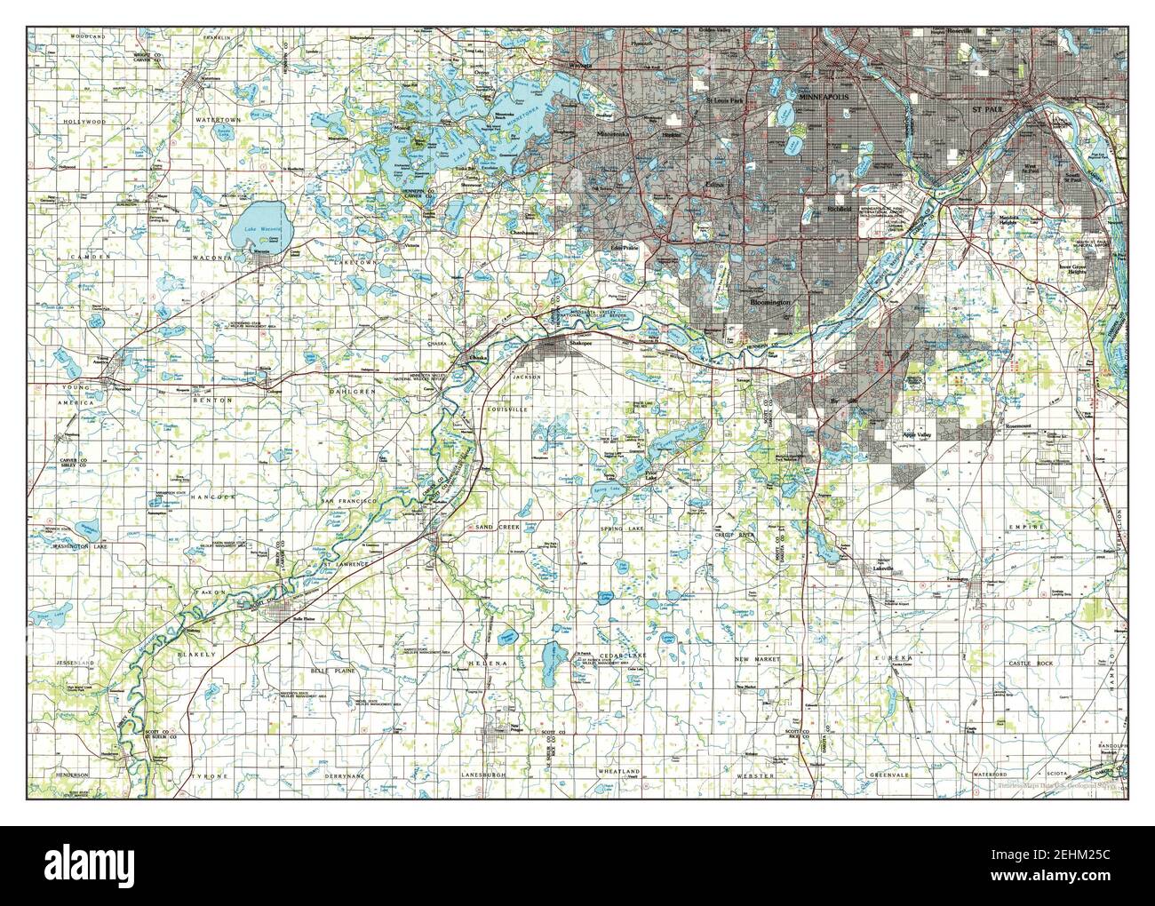 Map of Minneapolis, St. Paul and Minnesota Stock Photo - Alamy