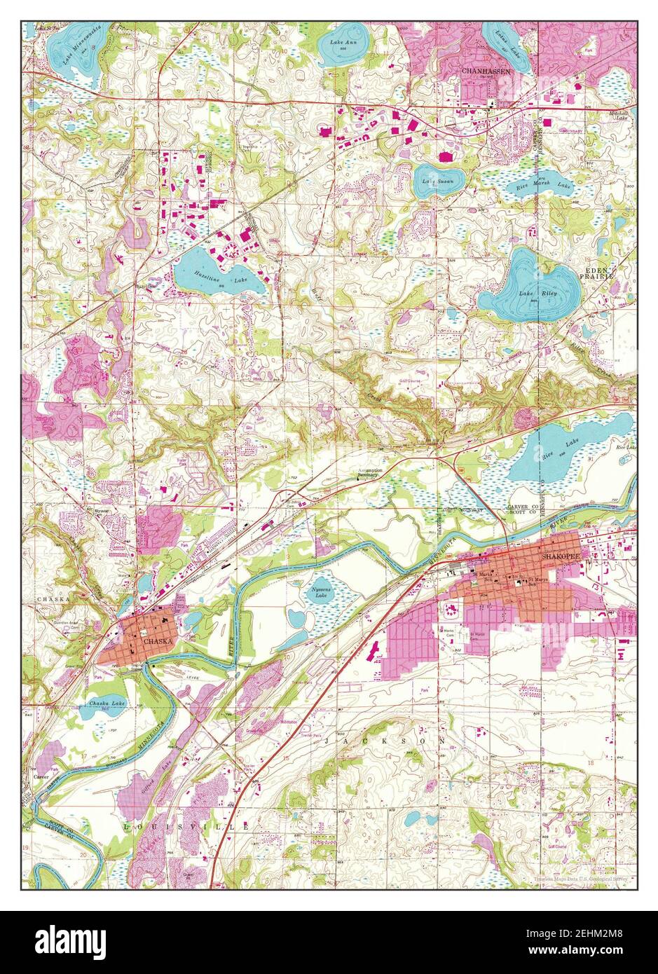 Shakopee, Minnesota, map 1958, 1:24000, United States of America by Timeless Maps, data U.S ...