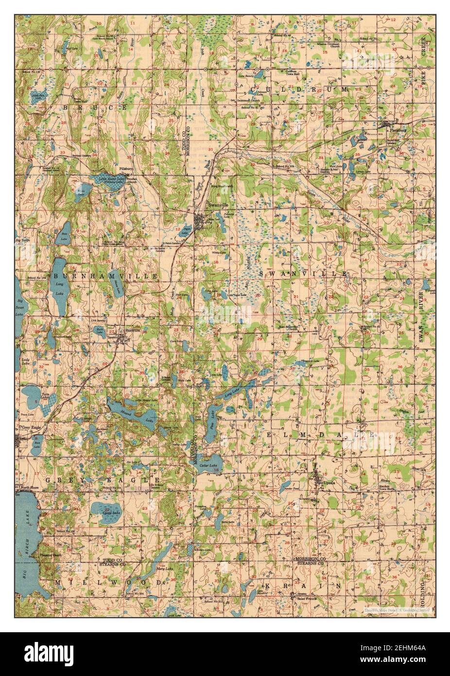 Swanville, Minnesota, map 1950, 162500, United States of America by