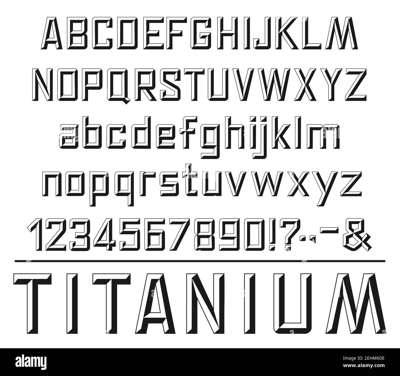 Font In Stone Stylewith Alphabet Numbers And Punctuation Marks Capital And Small Letters Abc And Digits Font And Headers Lettering Design Titaniu Stock Vector Image Art Alamy