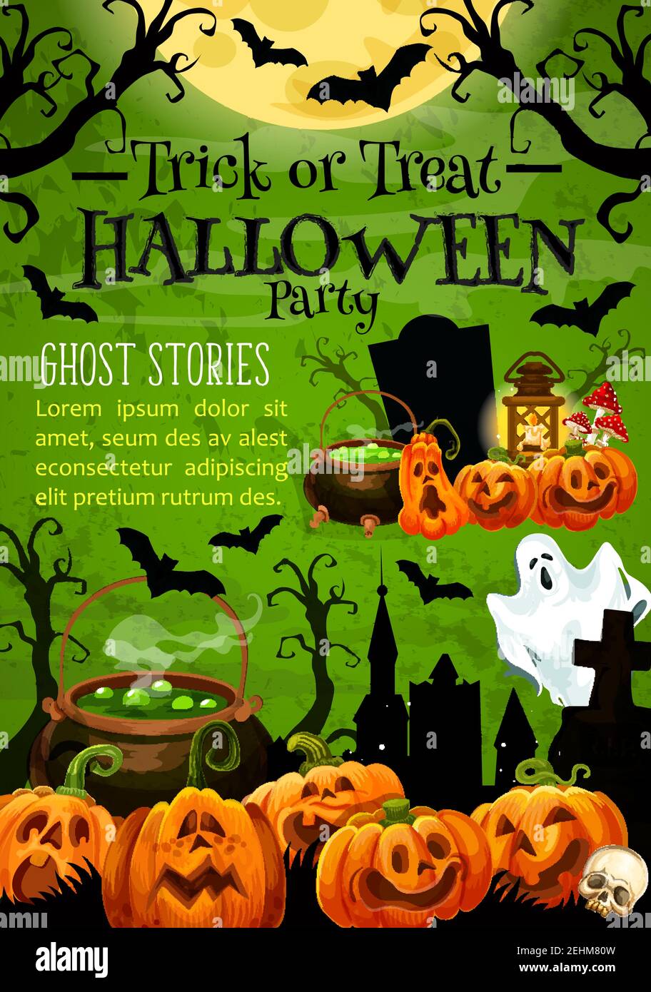 Halloween holiday trick or treat pumpkin banner for horror night party