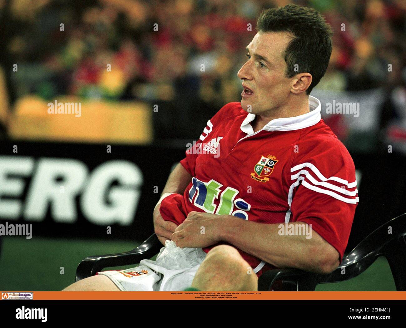 Rugby Union - The British and Irish Lions Tour 2001 - 2nd Test - British and Irish Lions v Australia - 7/7/01  Lions' Rob Howley after being injured  Mandatory Credit : Action Images / Andrew Budd Stock Photo