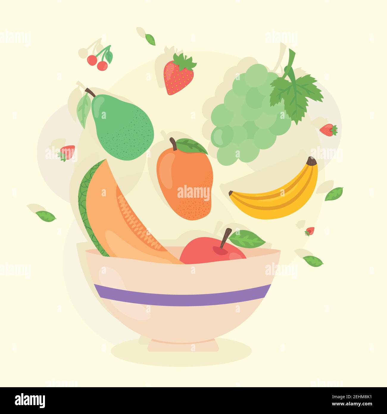 Healthy food bowl with fruits design, organic eco bio and fresh theme ...