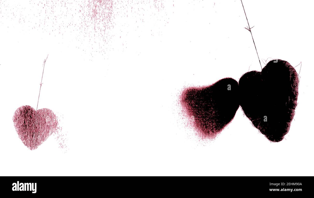 two hearts hanging by a thread Stock Photo - Alamy