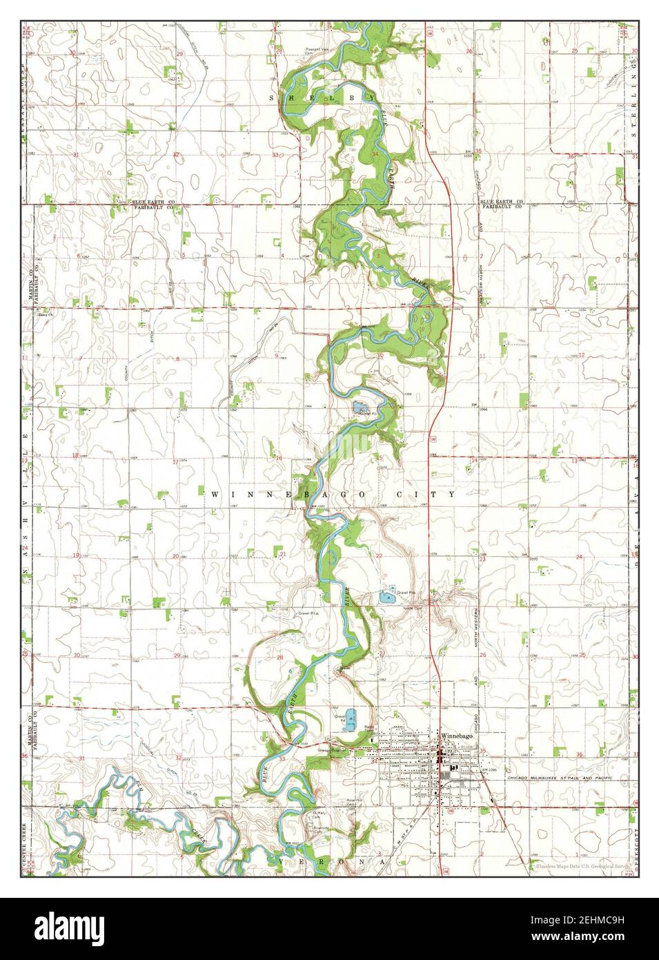 Winnebago, Minnesota, map 1967, 124000, United States of America by