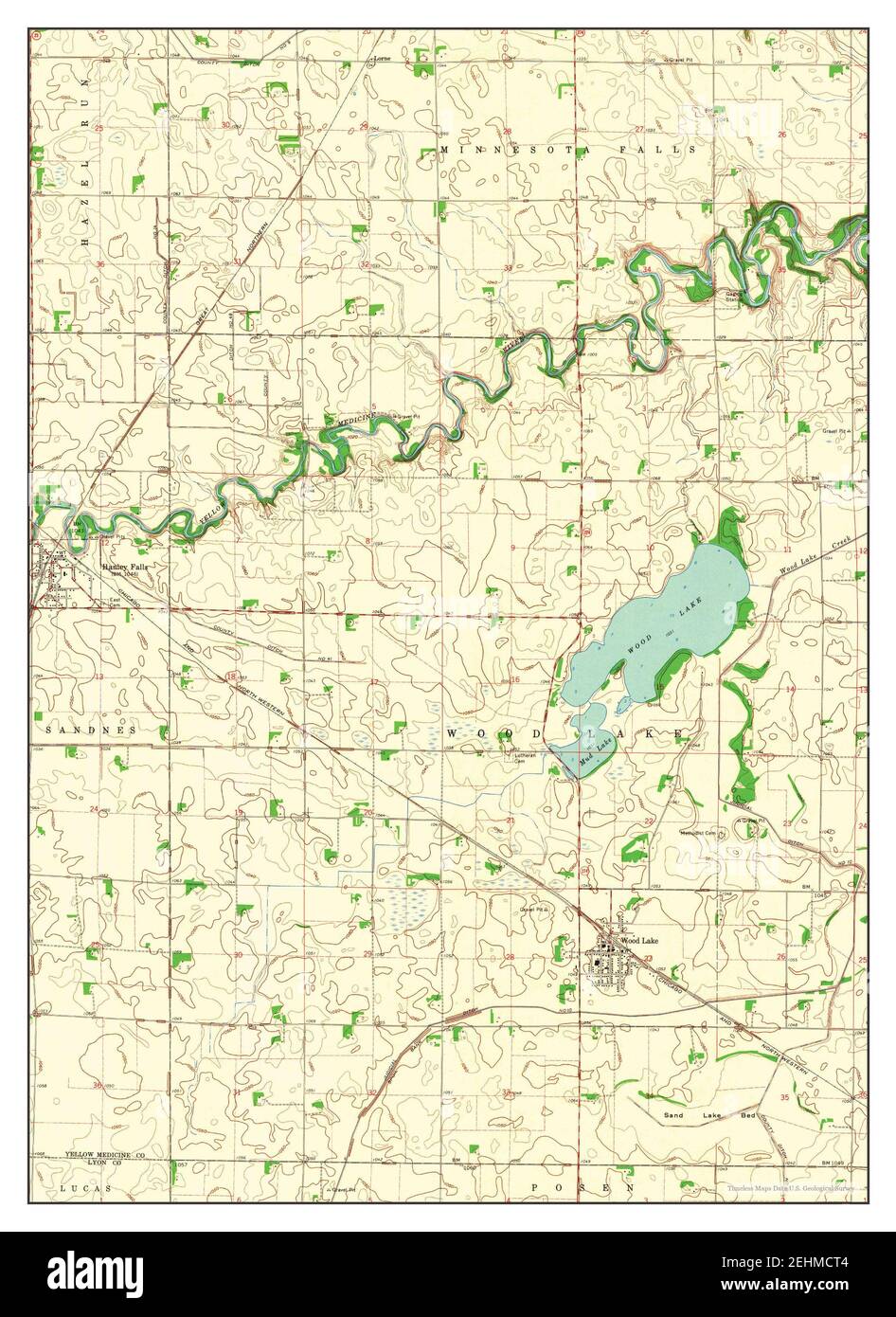 Wood Lake, Minnesota, map 1962, 1:24000, United States of America by Timeless Maps, data U.S. Geological Survey Stock Photo