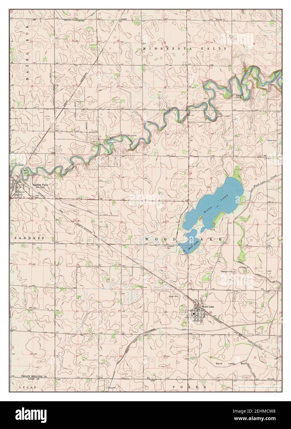 Wood Lake, Minnesota, map 1962, 1:24000, United States of America by Timeless Maps, data U.S. Geological Survey Stock Photo