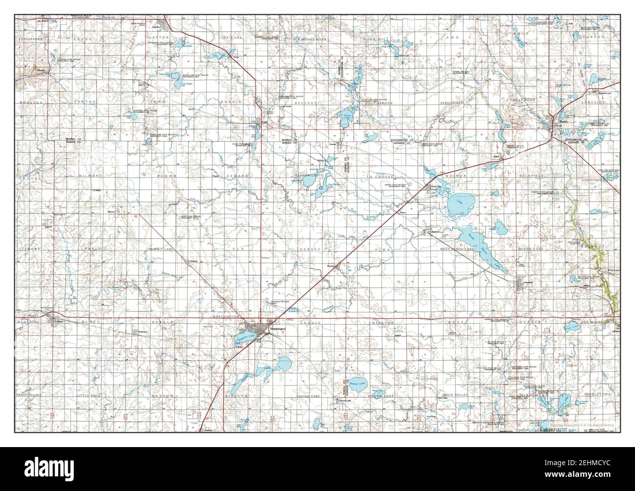 Worthington, Minnesota, map 1985, 1100000, United States of America by