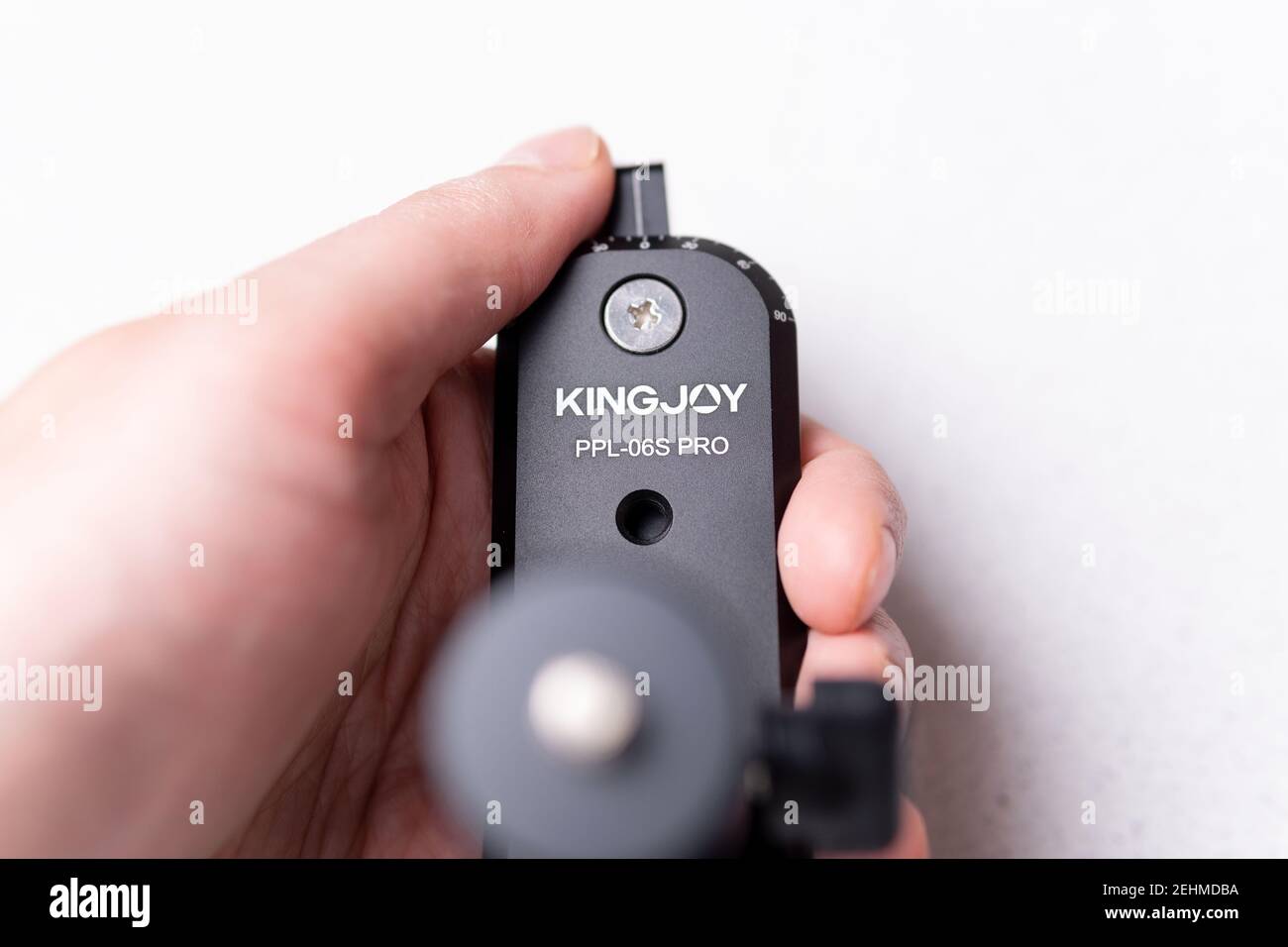 Tyumen, Russia-February 13, 2021: KINGJOY manufactures electronics, photographic equipment, tripods and monopods for photo and video cameras, as well Stock Photo