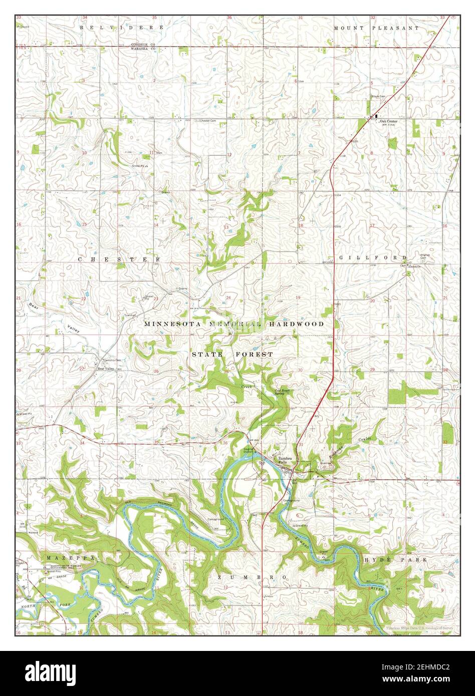 Map of zumbro falls minnesota Cut Out Stock Images & Pictures Alamy