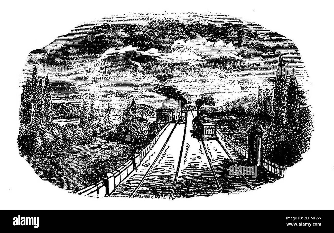 Paris industriel Guide illustré - Paris 1858 - Locomotive et train (2). Stock Photo