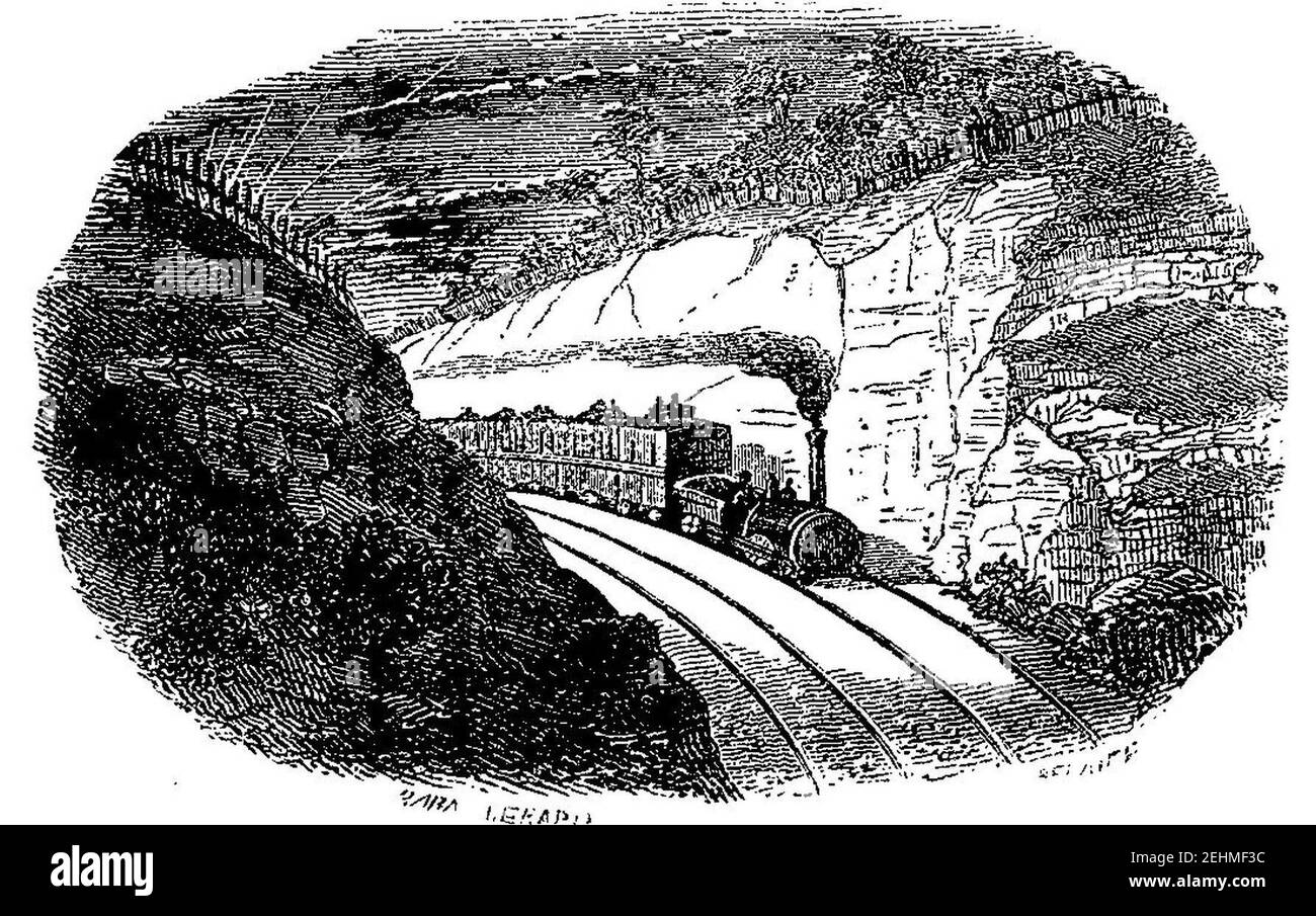 Paris industriel Guide illustré - Paris 1858 - Locomotive et train. Stock Photo