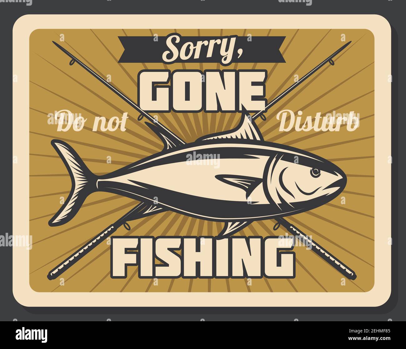 Gone fishing retro banner with fish and spinning rod. Outdoor hobby,  recreation activity and fisherman sport club vintage poster Stock Vector  Image & Art - Alamy