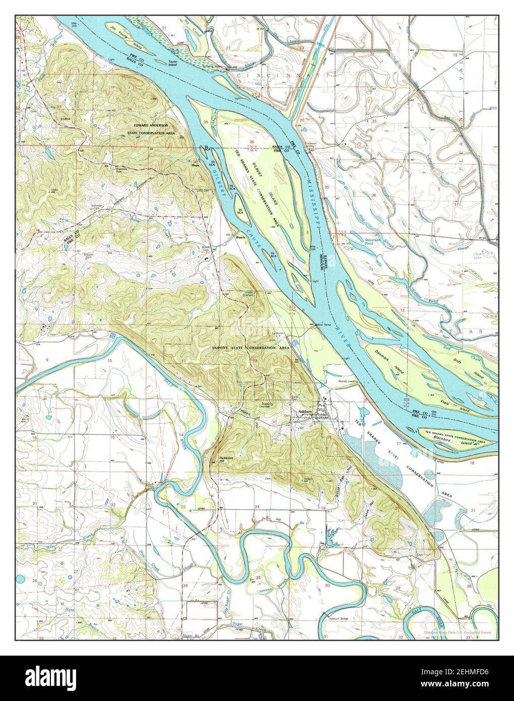 Ashburn, Missouri, map 1993, 1:24000, United States of America by Timeless Maps, data U.S. Geological Survey Stock Photo