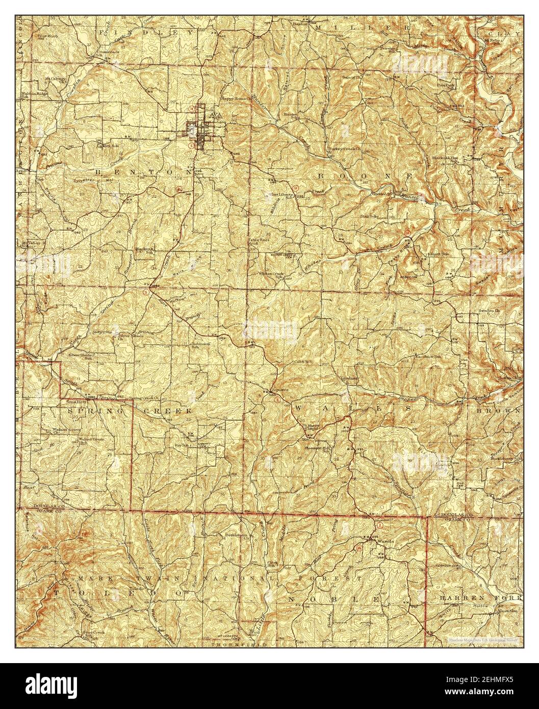 Ava, Missouri, map 1945, 162500, United States of America by Timeless