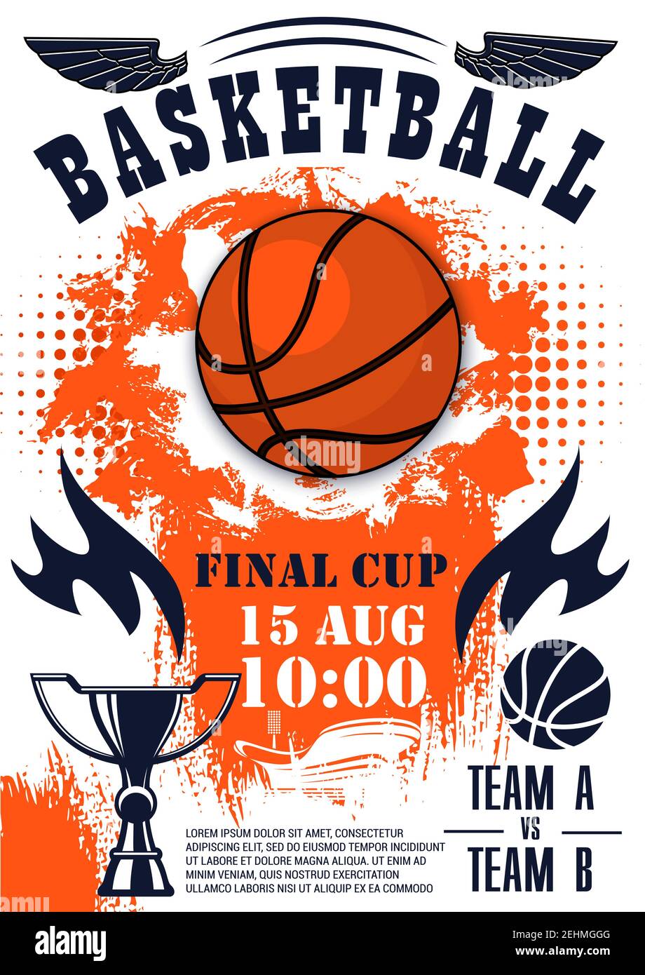 Basketball sport final cup competition poster heavy ball and trophy.  Championship or tournament announcement, team game invitation leaflet.  Basketball Stock Vector Image & Art - Alamy