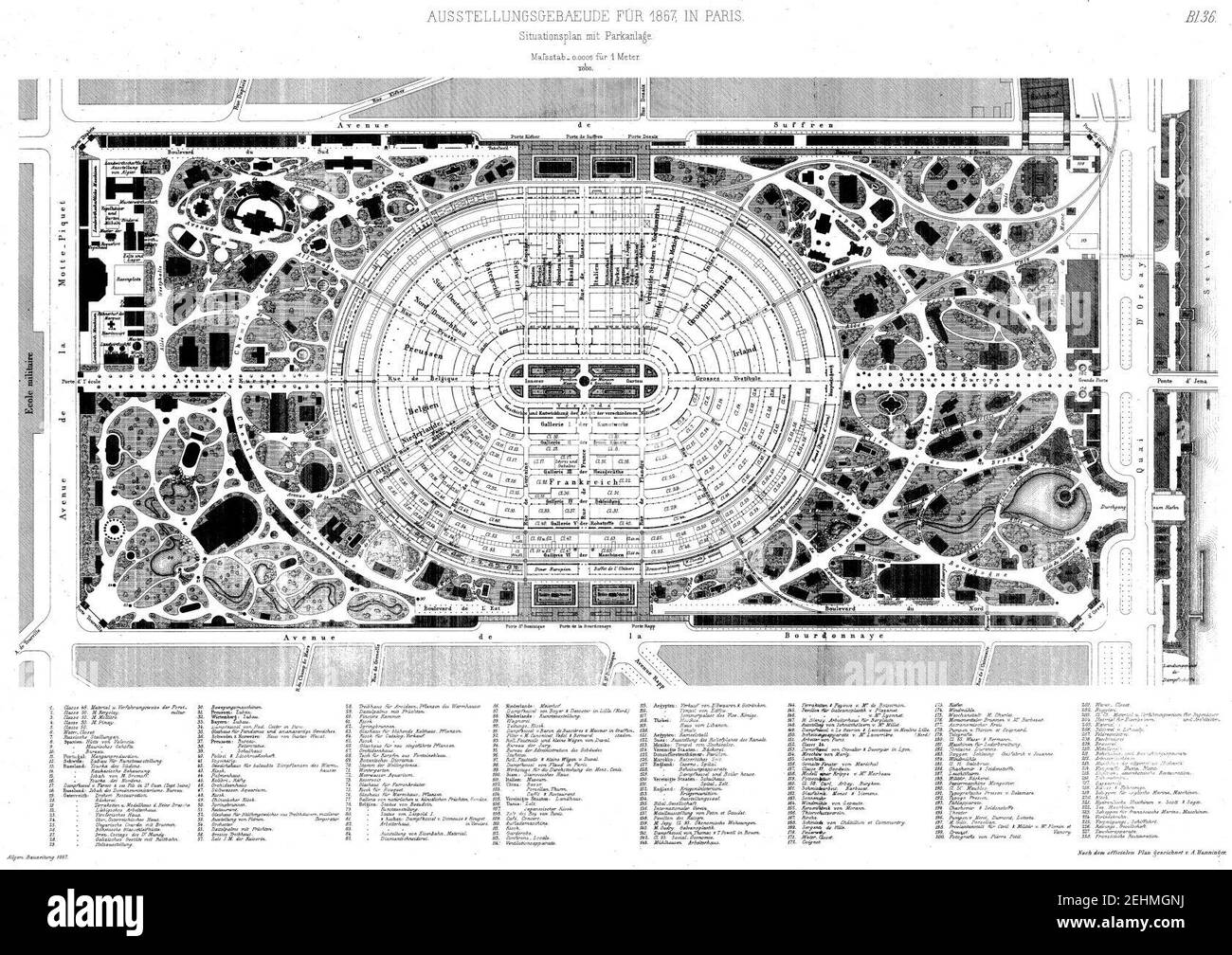 Paris Weltausstellung 1867 Lageplan. Stock Photo