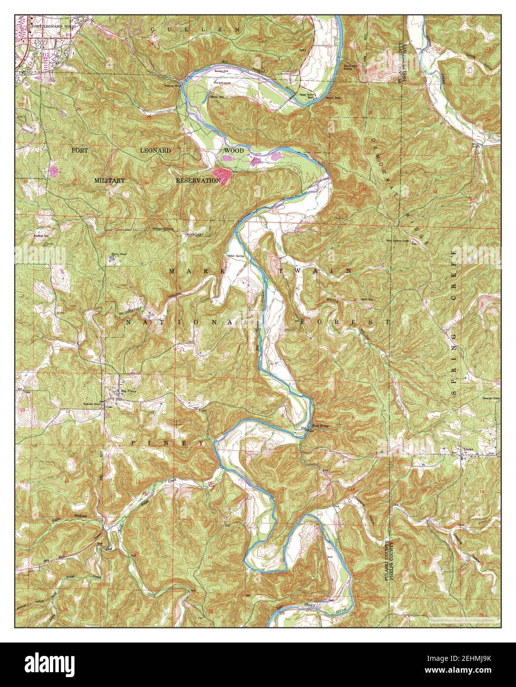 Big Piney, Missouri, map 1954, 124000, United States of America by