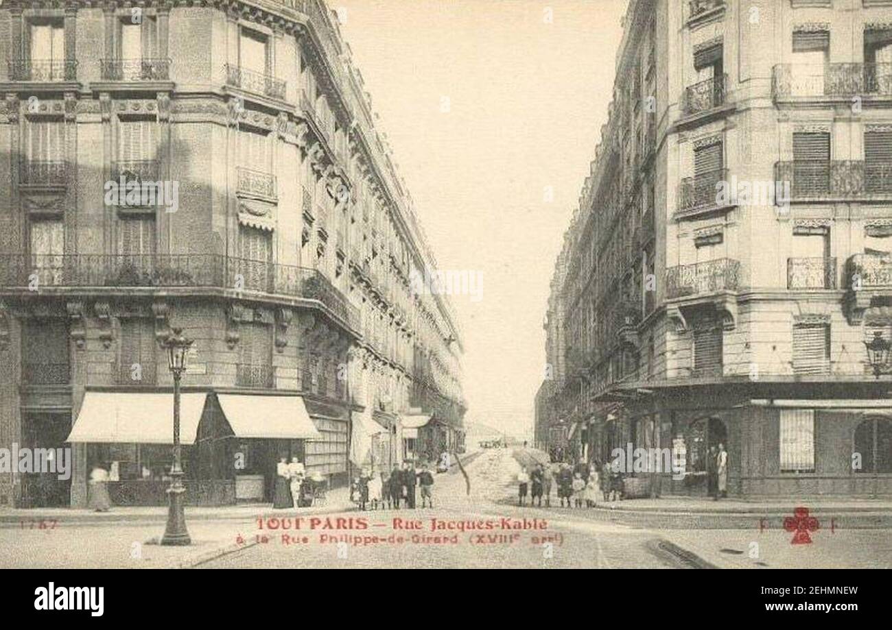 Paris.Rue JacquesKablé.Rue PhilippedeGirard Stock Photo Alamy